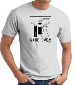 Game Over Marriage Ceremony T-shirt Funny Ash Tee - Black Print