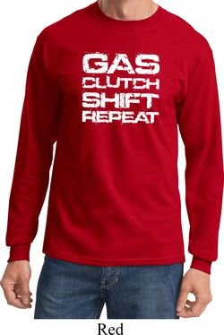 Gas Clutch Shift Repeat White Print Long Sleeve Shirt