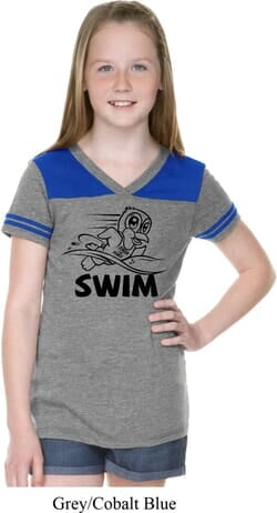 Click to get Girls Black Penguin Power Swim Football Tee