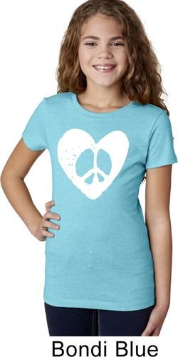 Girls Peace Tee Hippie Heart Peace T-shirt