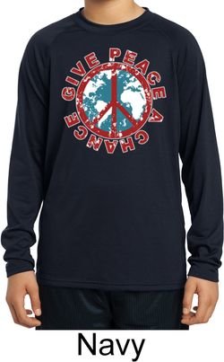 Give Peace A Chance Kids Dry Wicking Long Sleeve Shirt