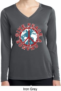 Give Peace A Chance Ladies Dry Wicking Long Sleeve Shirt