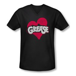Grease Shirt Slim Fit V Neck Heart Black Tee T-Shirt