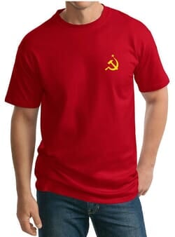 Click to get Hammer and Sickle Shirt Yellow Logo Pocket Print Tall Tee