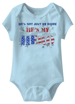 Click to get Hes My Hero Funny Baby Romper Blue Infant Babies Creeper