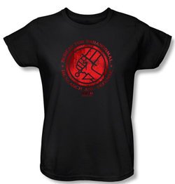Hellboy II The Golden Army Ladies T-shirt BPRD Logo Black Shirt