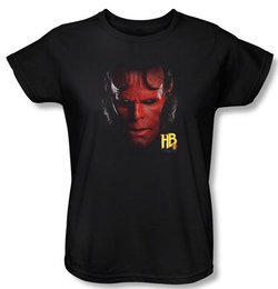 Hellboy II The Golden Army Ladies T-shirt Hellboy Head Black Shirt