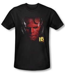 Hellboy II The Golden Army T-shirt Hellboy Head Black Slim Fit Shirt