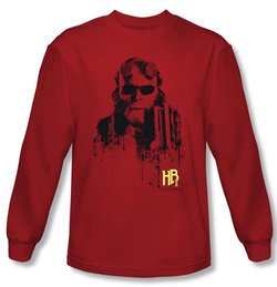Hellboy II The Golden Army T-shirt Splatter Gun Red Long Sleeve Shirt