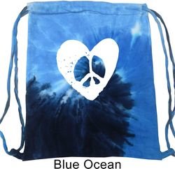 Hippie Heart Peace Tie Dye Drawstring Bag
