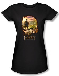 Hobbit Juniors Shirt Movie Unexpected Journey Loyalty Door Black Tee