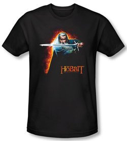 Hobbit Shirt Movie Unexpected Journey Loyalty Fire Black Slim Fit Tee