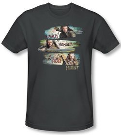 Hobbit Shirt Movie Unexpected Journey Loyalty Honour Charcoal Slim Fit
