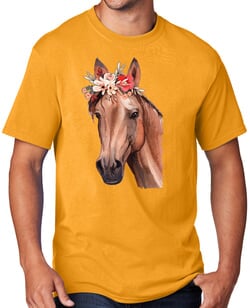 Click to get Horse With Floral Crown Adult Tshirt  Gold