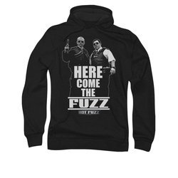 Hot Fuzz Hoodie Sweatshirt Here Come The Fuzz Black Adult Hoody Sweat Shirt
