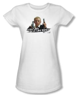 Click to get Hot Fuzz Juniors Tshirt Movie Just Got Real White Tee Shirt