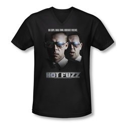 Hot Fuzz Shirt Slim Fit V Neck Big Cops Black Tee T-Shirt