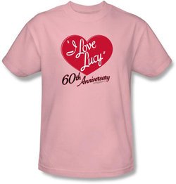I Love Lucy Shirt - 60th Anniversary Adult Pink Tee