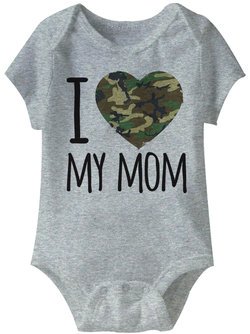 I Love My Army Mom Funny Baby Romper Grey Infant Babies Creeper
