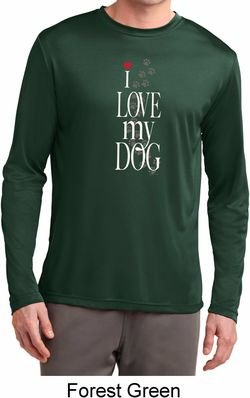 I Love My Dog Mens Moisture Wicking Long Sleeve Shirt
