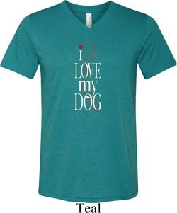 I Love My Dog Mens Tri Blend V-neck Shirt