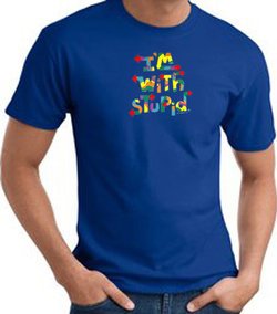 I'm With Stupid T-Shirt - Funny Two Ways Adult Royal Tee Shirt