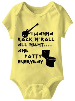 Click to get I Wanna Rock N Roll Funny Baby Romper Yellow Infant Babies Creeper