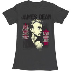 James Dean Juniors Shirt Live and Loud Charcoal Tee T-Shirt