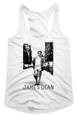 James Dean Juniors Tank Top NY Walk White Racerback