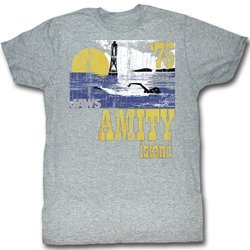 Jaws Shirt Amity Island 75 Adult Grey Tee T-Shirt