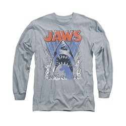 Jaws Shirt Comic Splash Long Sleeve Athletic Heather Tee T-Shirt