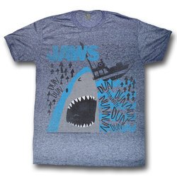 Jaws Shirt Dun Dun Dun Adult Heather Blue Tee T-Shirt