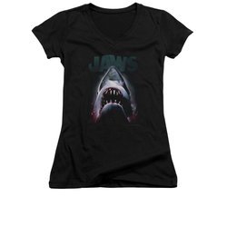 Jaws Shirt Juniors V Neck Terror In The Deep Black T-Shirt