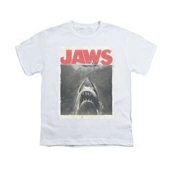 Jaws Shirt Kids Block Classic Fear White T-Shirt