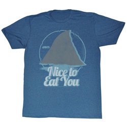 Jaws Shirt Nice To Eat You Adult Blue Heather Tee T-Shirt