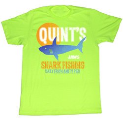 Jaws Shirt Quint Fish Adult Bright Green Tee T-Shirt