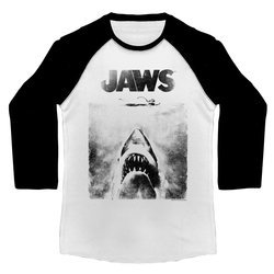 Jaws Shirt Raglan Jaws Below White/Black Shirt