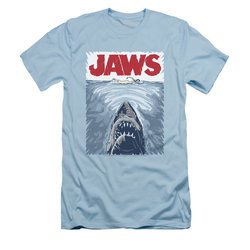 Jaws Shirt Slim Fit Graphic Poster Light Blue T-Shirt