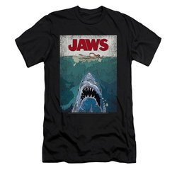 Jaws Shirt Slim Fit Lined Poster Black T-Shirt
