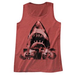 Jaws Shirt Tank Top Great White Red Heather Tanktop