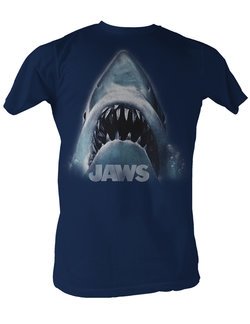 Jaws T-Shirt Jaws Shark Head Logo Adult Navy Tee Shirt