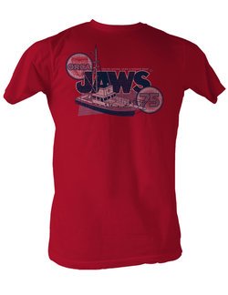 Jaws T-shirt Orca 75 Bigger Boat Classic Adult Red Tee Shirt