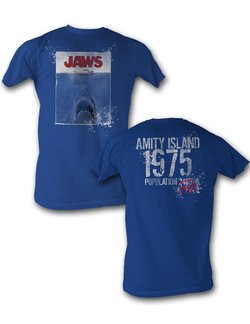 Jaws T-Shirts - 1975 Amity Island Adult Royal Blue Tee Shirt
