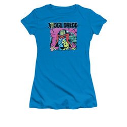 Judge Dredd Shirt Juniors Retro Comic Turquoise T-Shirt