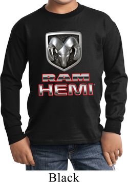 Kids Dodge Shirt Ram Hemi Logo Long Sleeve Tee T-Shirt