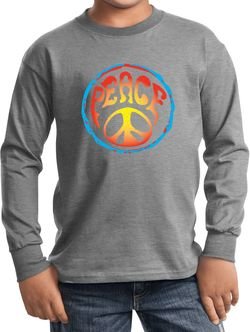 Kids Peace Shirt Psychedelic Peace Long Sleeve Tee T-Shirt
