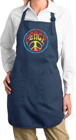 Ladies Apron Psychedelic Peace Full Length Apron with Pockets