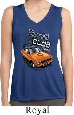 Ladies Dodge 1970 Plymouth Hemi Cuda Sleeveless Dry Wicking Shirt