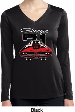 Ladies Dodge 1971 Charger Dry Wicking Long Sleeve Shirt