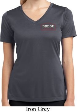 Ladies Dodge Brothers Pocket Print Moisture Wicking V-neck Shirt